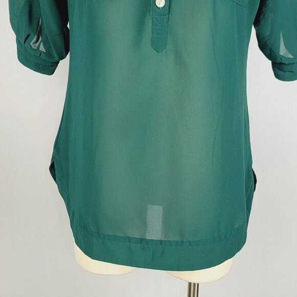 Angie Womens Sheer Tunic Blouse Small Green Career Ethereal Layer Goblin… - Picture 3 of 16